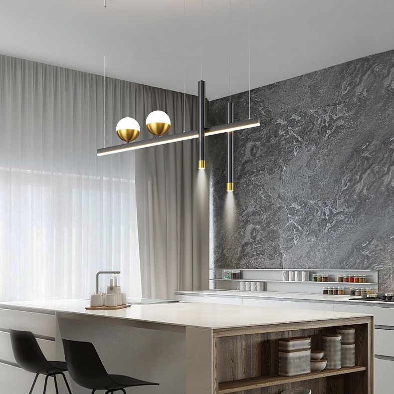 MEW BLACK MODED MODERN ISOLA LED LINEAR LED 2 Spotlights Luci a sospensione per sala da pranzo
