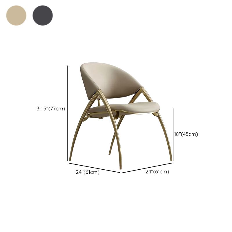 Glam Kitchen Upholstered Side Chair Metal Legs Dining Armless Chair
