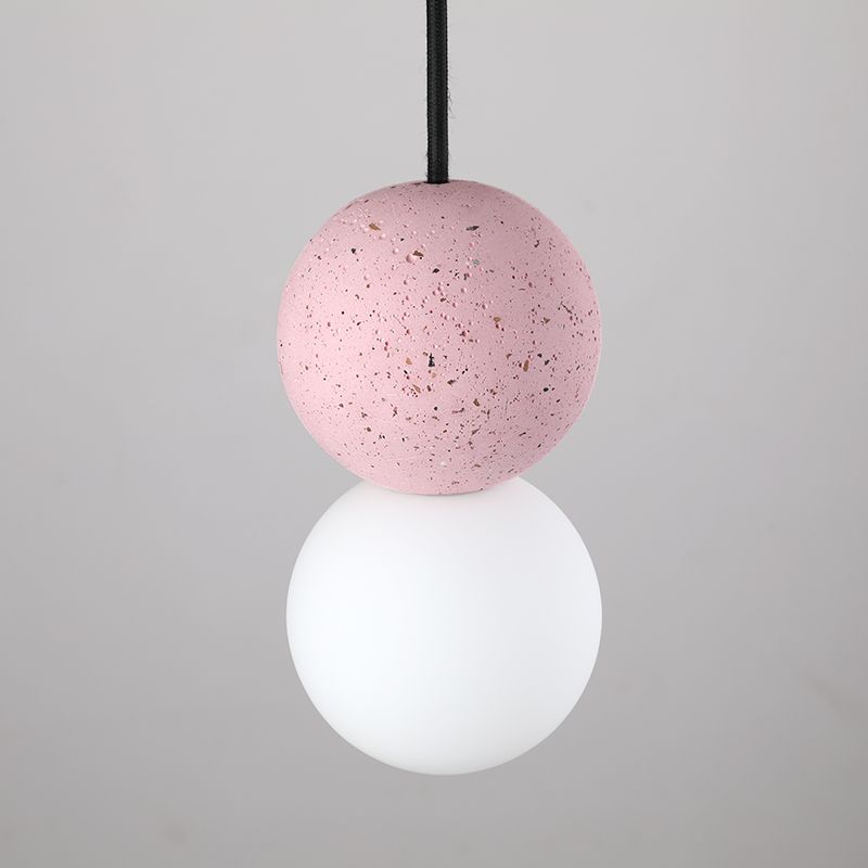 Simple Gourd Shaped Hanging Lamp Terrazzo 1-Light Bar Pendant Lighting with Opal Glass Shade