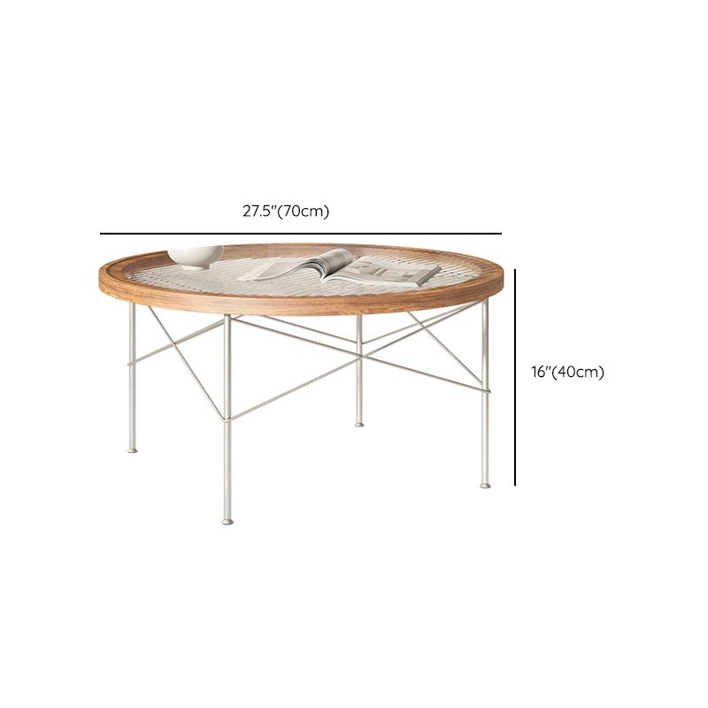 15"H Tropical Coffee Table Glass 4 Legs Coffee Cocktail Table