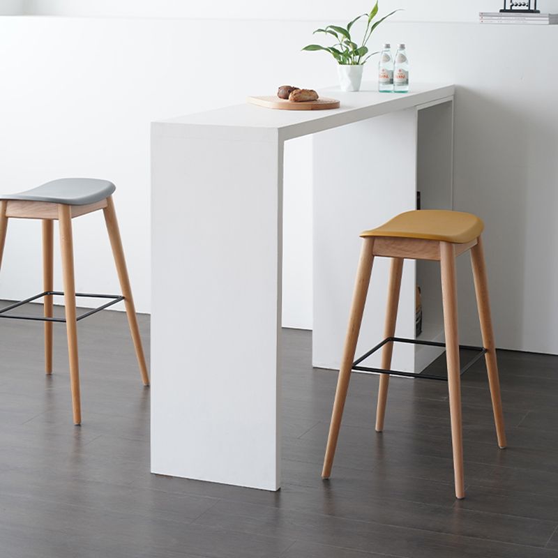 Modern Wood Legs Counter Chair Indoor Footrest Saddle Seat Counter Bar Stool