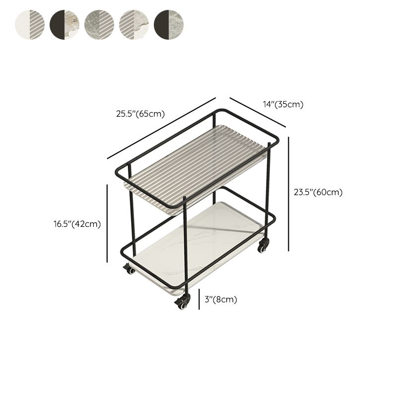 Glass Top End Table with Casters Modern 25.6"w 1-Shelf Side Table