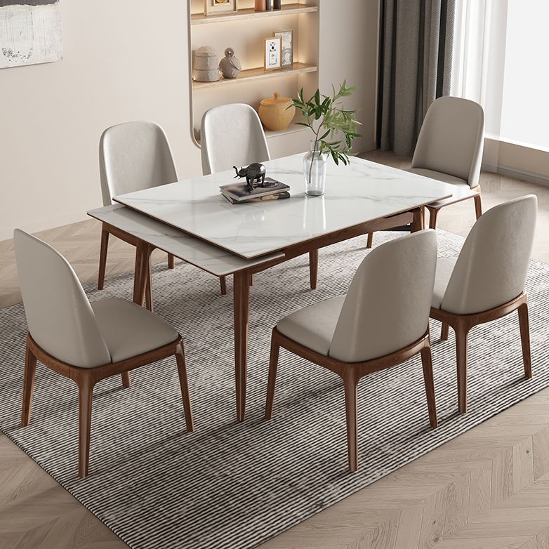 Midcentury Stone Dining Table Rectangle 4 Legs Furniture,43.3"L x 31.5"W x 30.7"H