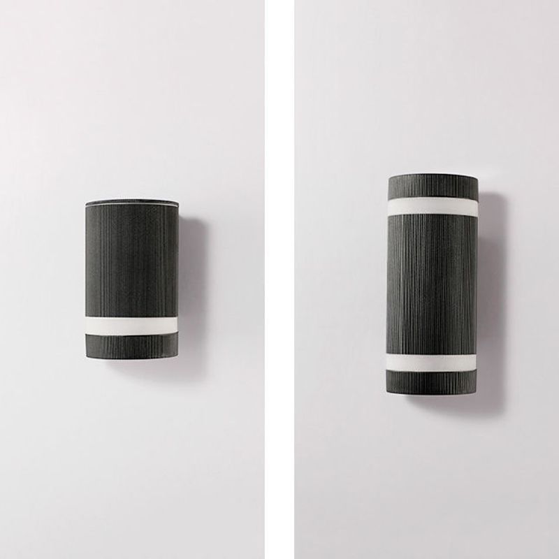 Cylinder Shape Sconce Modern Style Metal 2 Lights Wall Light in White/Black