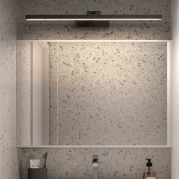 Moderna lampada da monte a parete lineare nero lampada da parete in metallo a 1 luce per bagno