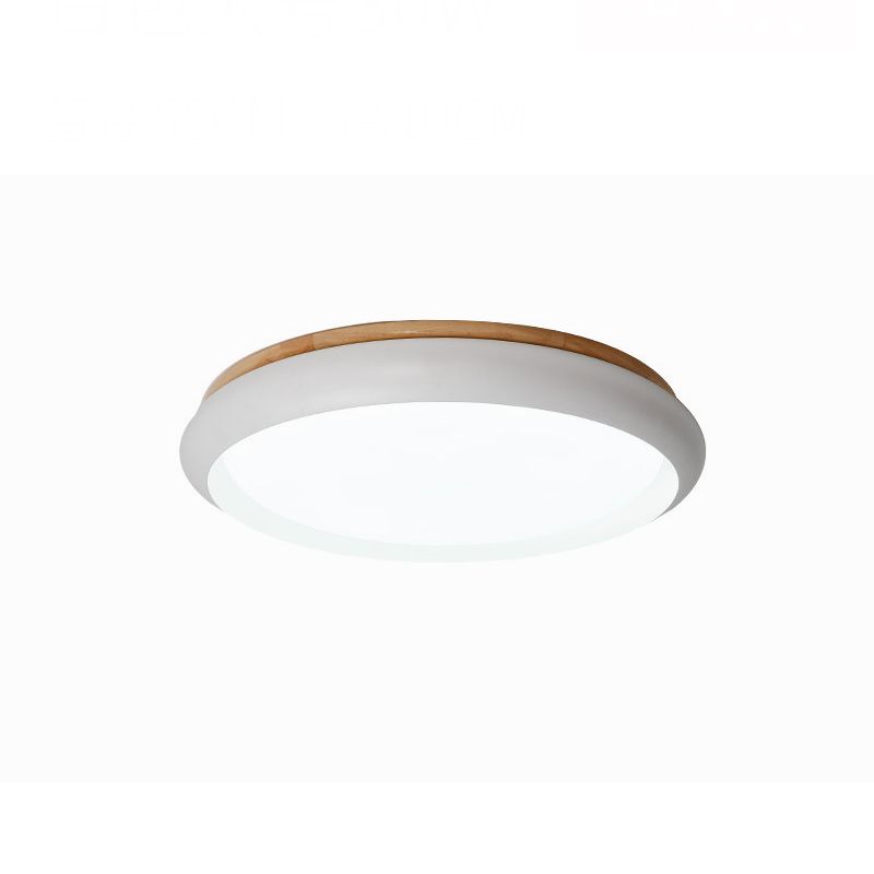 18"/21.5" Dia Drum Flush Mount Macaron Wood White/Pink/Green LED Flush Mount Lamp in White/Warm/Natural Light