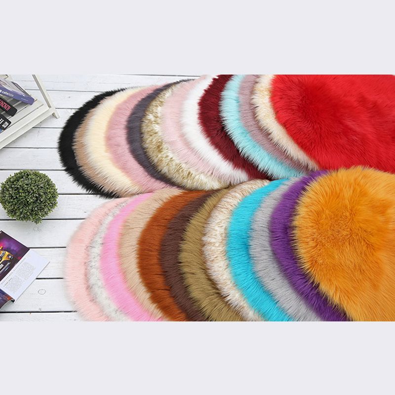 Minimalist Solid Round Area Rug Comfort Modern Shag Area Carpet Polypropylene Friendly Washable Indoor Carpet for Home Decor