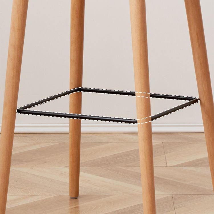 Modern Wood Barstool Simple Low Back Indoor Tall Stool with Plastic Seat