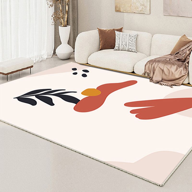 Nordic White Rug Polyester Color Piece Rug Tear Resistant Rug for Living Room