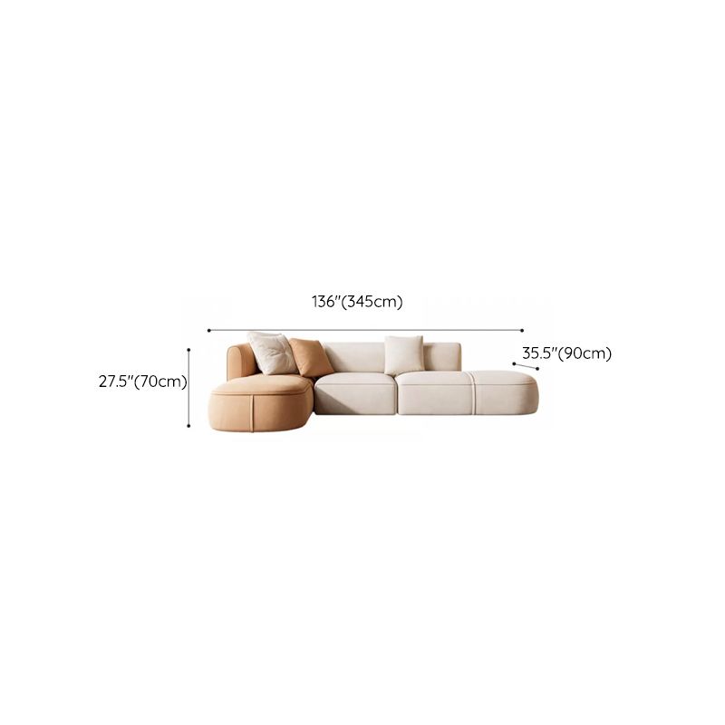 Minimalist 27.6-In H Sofa and Chaise Brown & Beige Sofa with One Side Arm