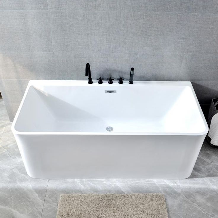 Back to Wall Bathtub Rectangular Antique Finish Soaking Bath