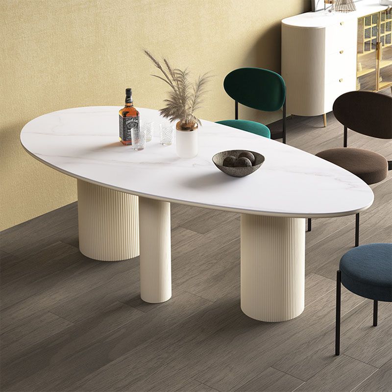 Modern Stone Top Dinette Table Oval Home Kitchen Dinner Tripod Dining Table