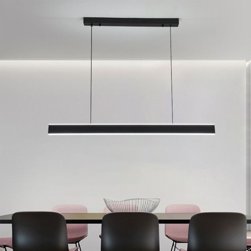 Linear Black Pendant Lighting Modern Metal Island Lighting for Dining Room