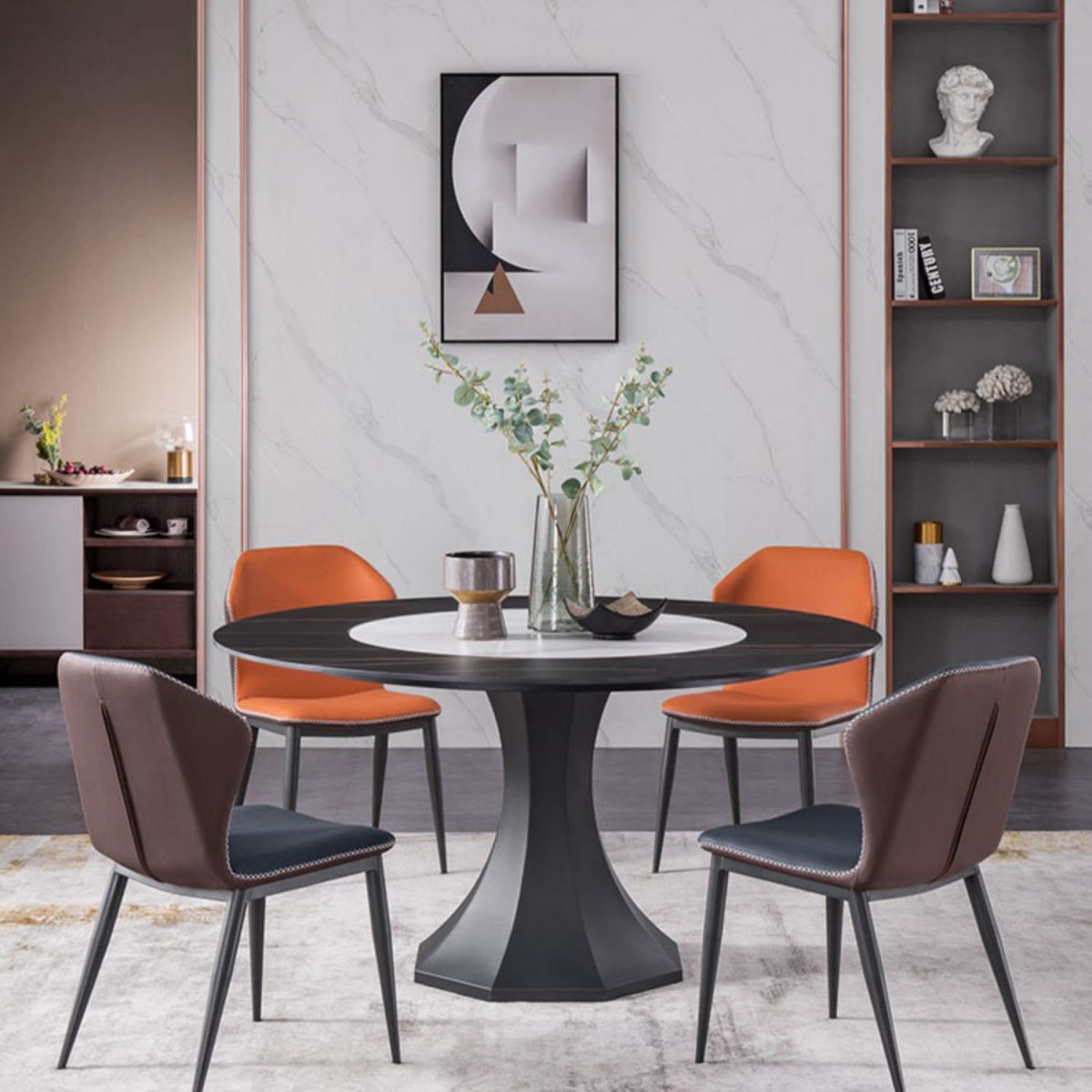 Modern Dining Chairs Faux Leather Side Chairs without Armrest for Dining Room