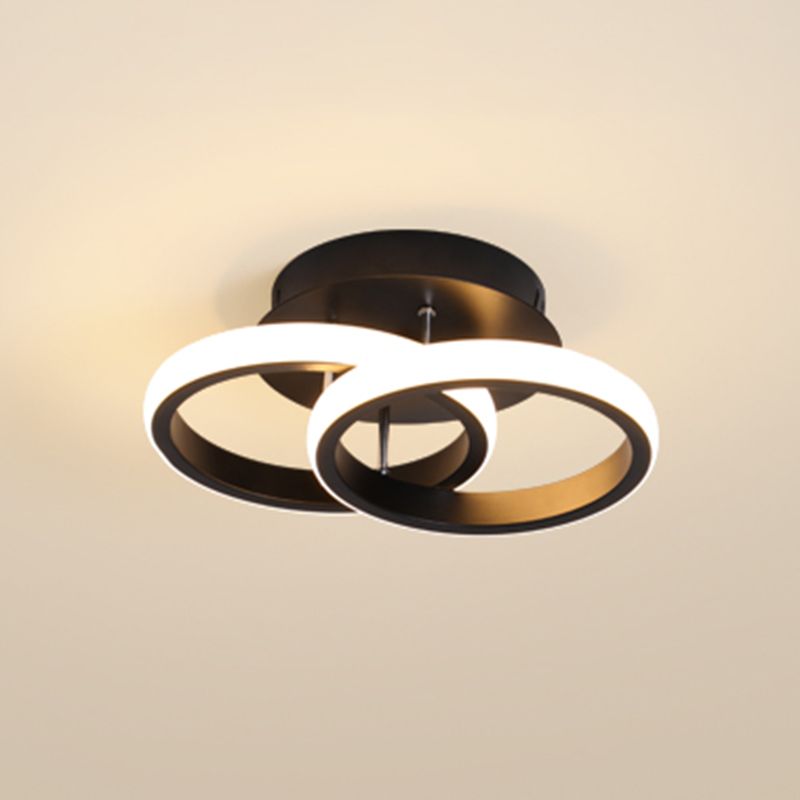 Modern Style Geometry Ceiling Lights Metal 2 Light Ceiling Lamps for Bedroom in Black