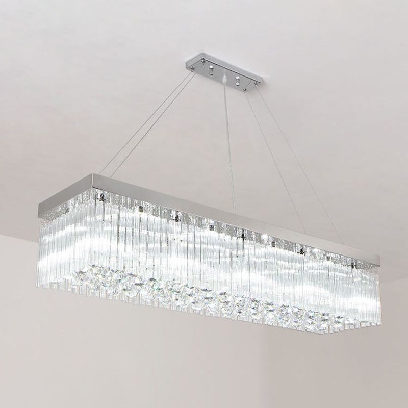 Rectangle Crystal Island Light Modern Style Hanging Lights for Living Room Dining Room