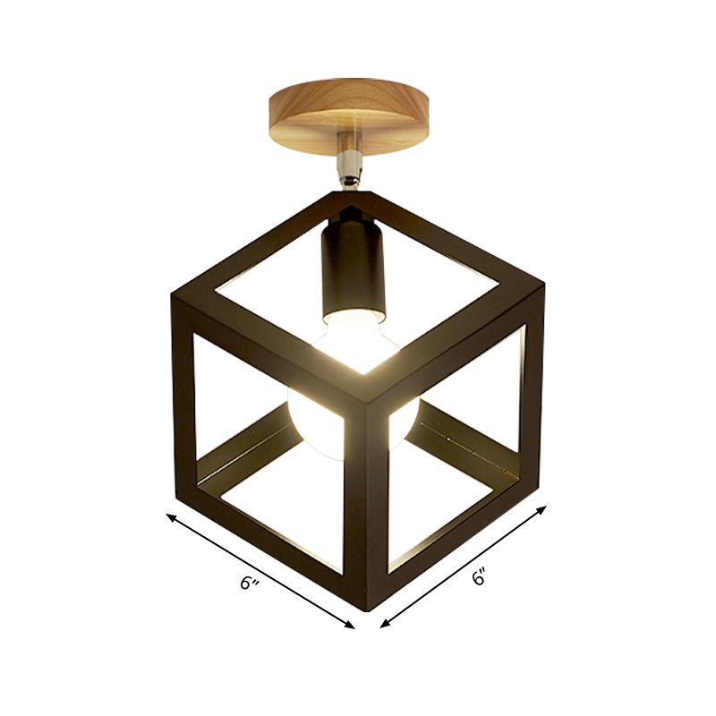 Rotatable 1 Bulb Square/Pyramid Ceiling Mount Light Modern Stylish Metallic Black/White Ceiling Lamp for Foyer Stair