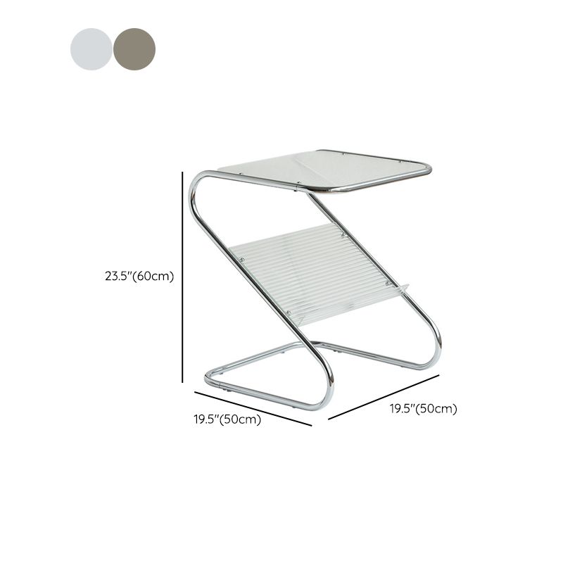 Abstract End Table Contemporary Style 23.62-inch Glass Top Side Table