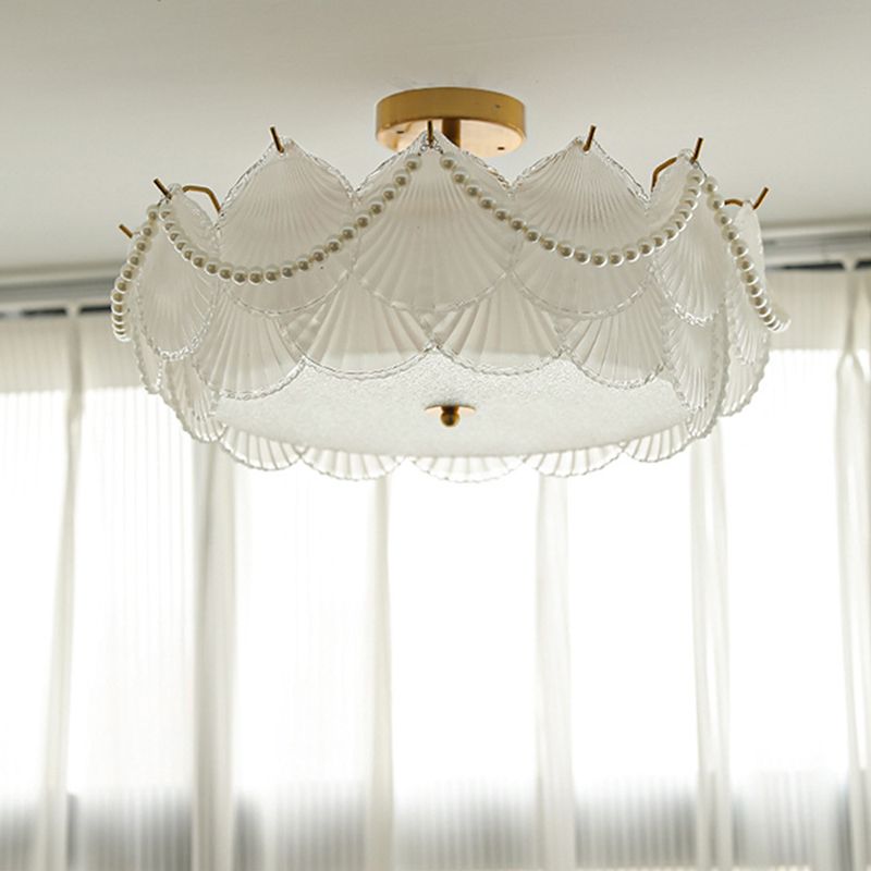Semi Flush Mount Light Modern Glass Semi Mount Lighting for Bedroom