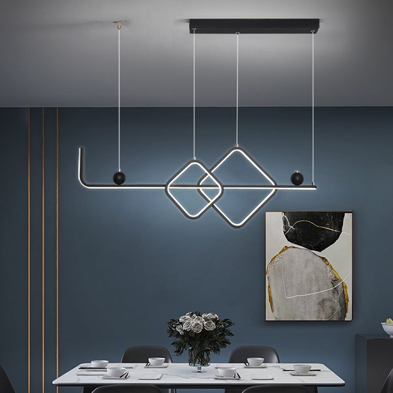 35.5" Wide Linear Island Light Nordic Metal LED Island Pendant for Living Room