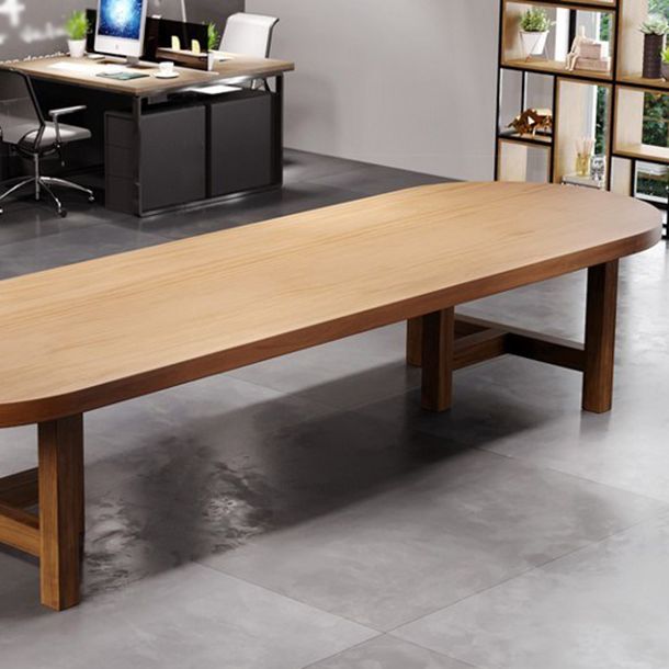 Solid Wood Oval Meeting Table Fixed Home Office Simplicity Writing Desk