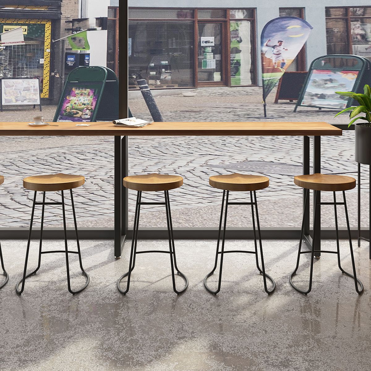 Contemporary Metal Legs Counter Chair Living Room Bar Stools