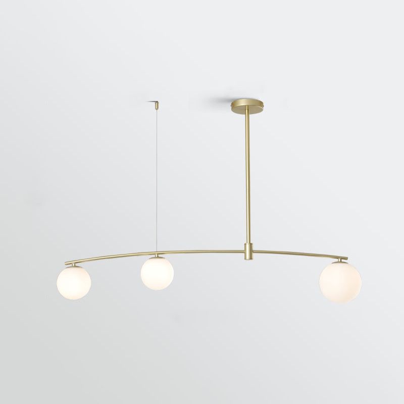 Modern Metal Island Light Fixture Multi-Head Restaurant Hanging Lamp with Glass Shade