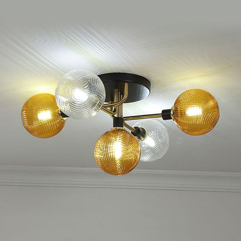Glass Ball Shape Flush Mount Light Modern 5 Lights Flush Mount Ceiling Fixture