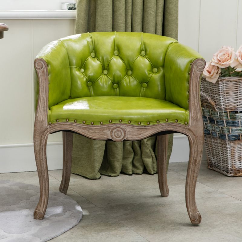 Modern Style Arm Chair Wood Solid Back Dining Accent Chair for Kitchen