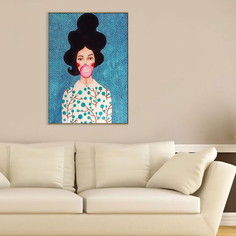 Illustration Figure Drawing Canvas Wall Art for Family Room, Pastel Color, Textured
