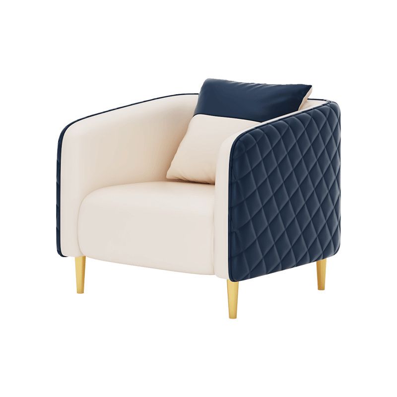 Leather Tuxedo Arm Sofa Contemporary Tight Back Sofa with Pillow