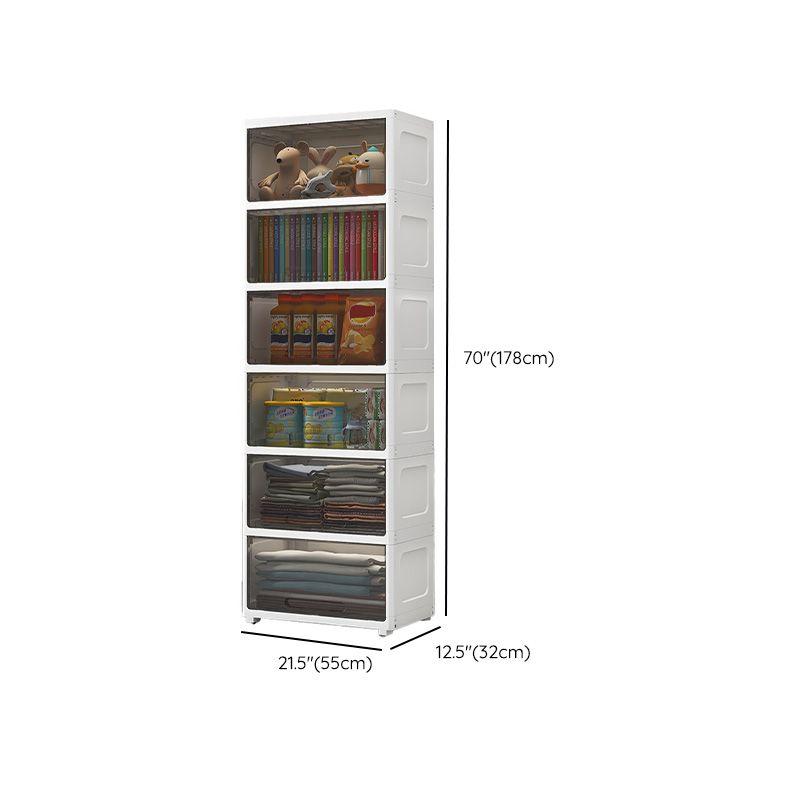 Contemporary Plastic Book Shelf with Closed Back Standard with Doors