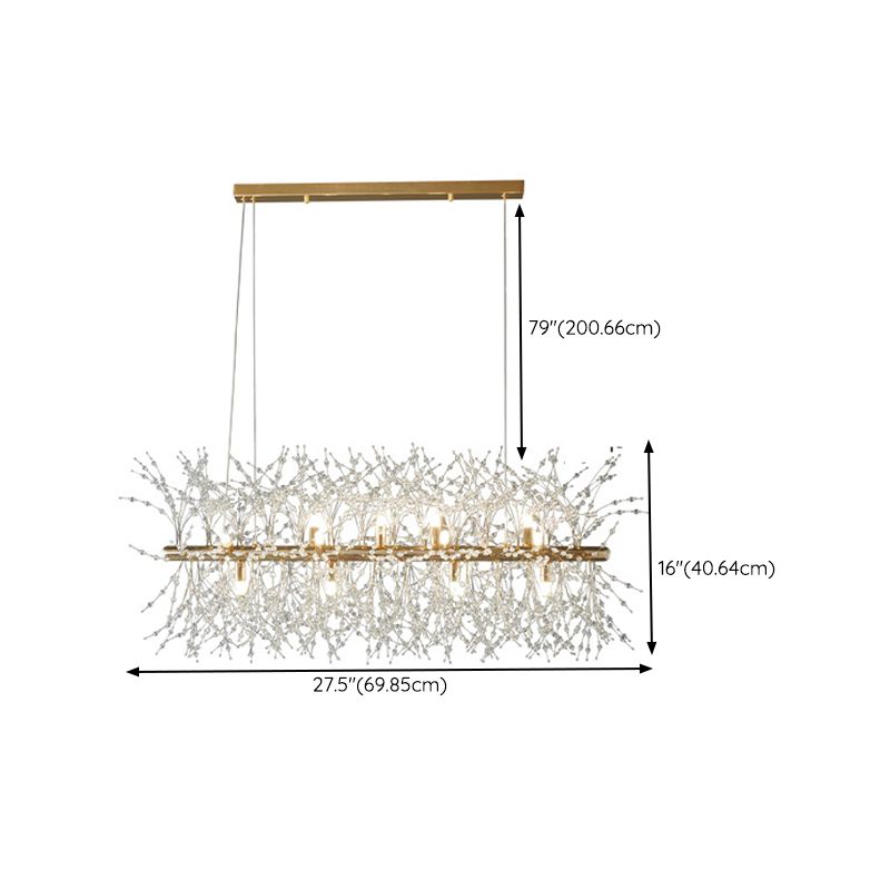 Sputnik Island Lamp Modern Hanging Light with Crystal for Dining Room