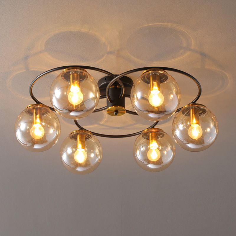 Modern Style Spherical Shape Ceiling Light Glass Multi Light Ceiling Light for Restaurant
