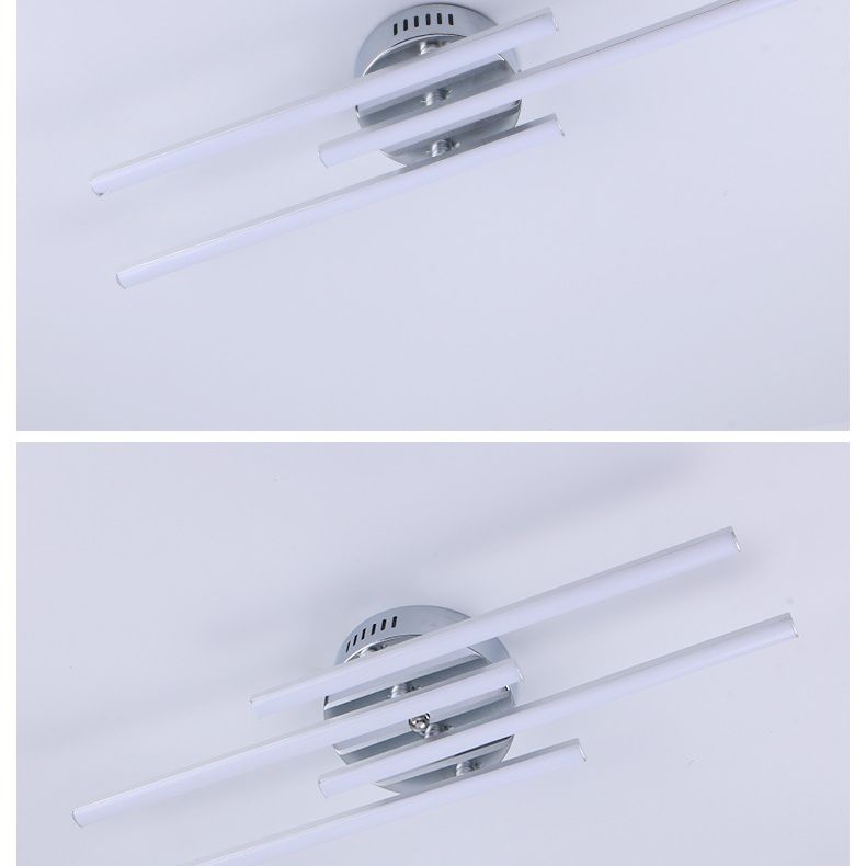 Plafonnier LED à lignes parallèles de Style moderne, luminaire de couloir simple en aluminium en argent