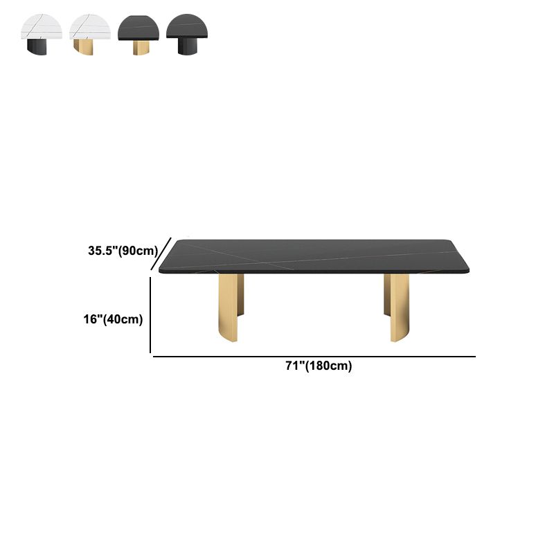 15.7"Tall Iron Sled Base Rectangular Slate Table Top Coffee Table