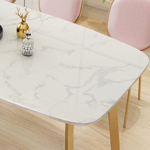 Metal Mesa de comedor de piedra sinterizada de rectángulo de lujo tradicional con base de trineo