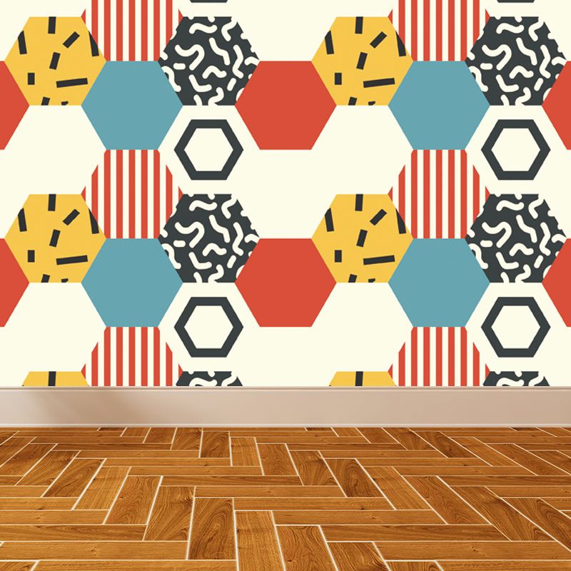 Kids Geometric Shapes Wall Mural for Nursery Personalized Wall Covering in Bright Color