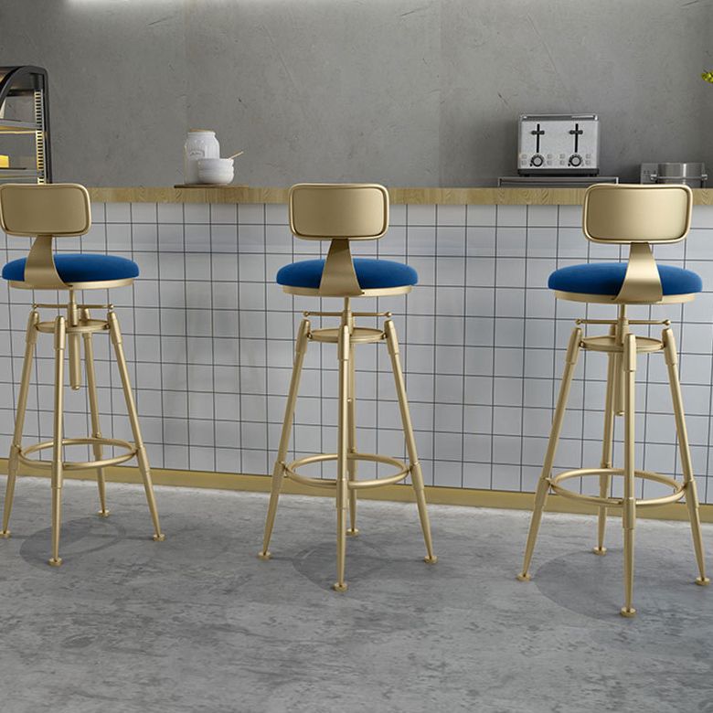 Living Room Glam Liftable Barstool Metal 4 Legs Bar Stool with Pedal