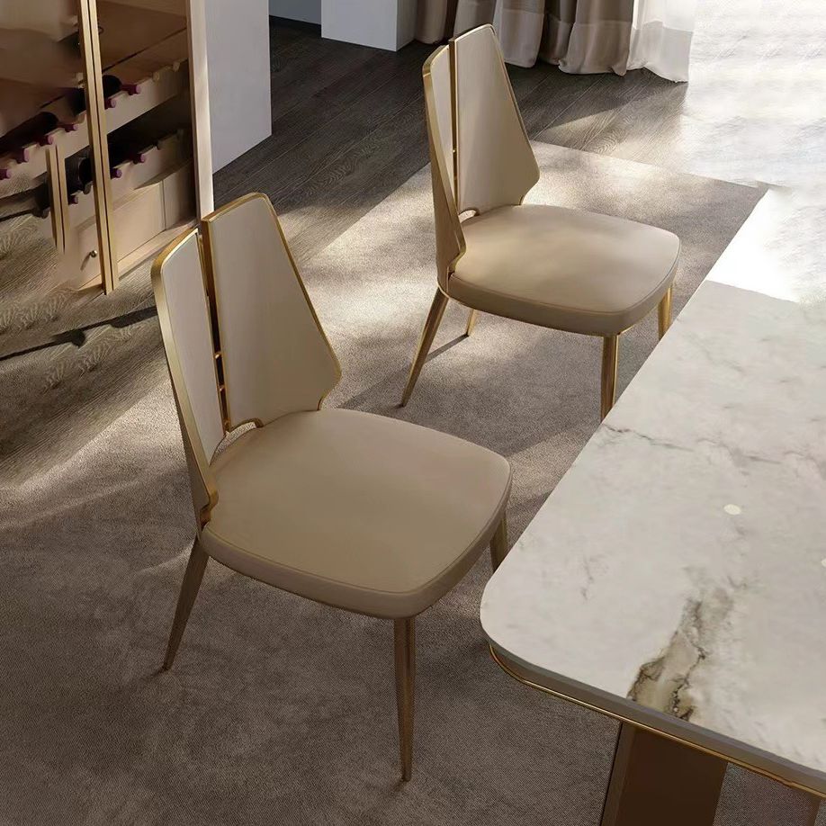 Glam Style Side Chair Metal Open Back Dining Room Chair for Indoor