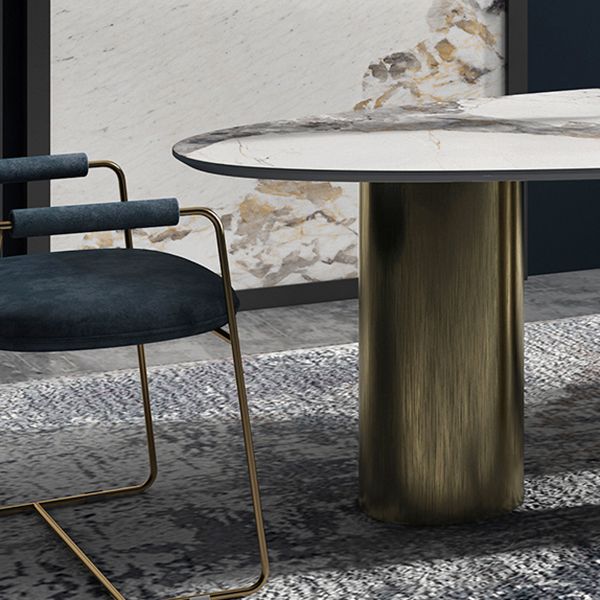 Glam Sintered Stone Standard Dining Table Oval Dining Table with 3 Legs