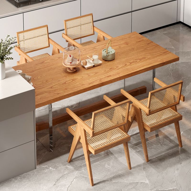 Rectangle 1/2/5/7 Pieces Dining Set Acrylic Base Dining Furniture in Natural