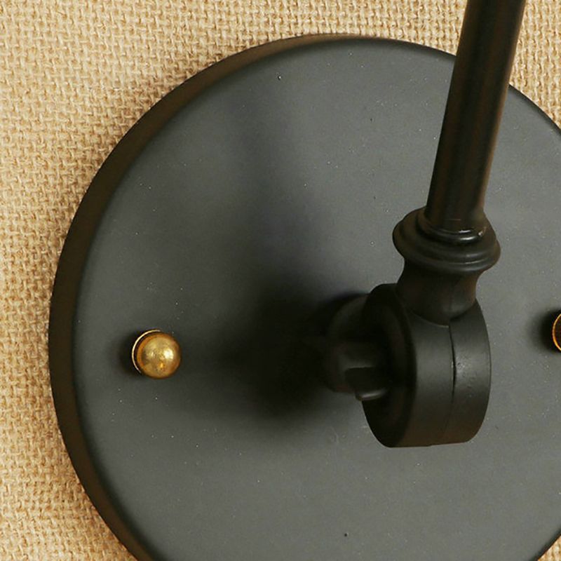 1 Light Saucer Shade Sconce Light Fixture Industrial Brass/Bronze Frosted Glass Wall Lamp with Swing Arm