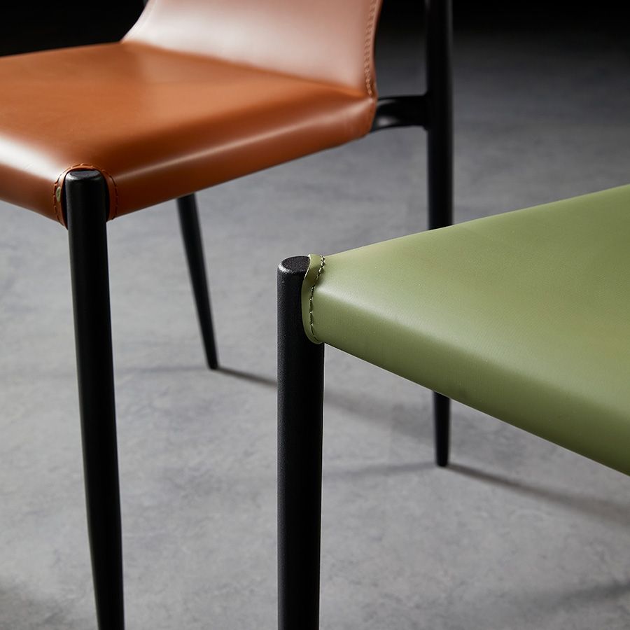 Chaises sans accoudoirs en cuir scandinave, chaises d'appoint pour salle à manger d'intérieur avec pieds en métal
