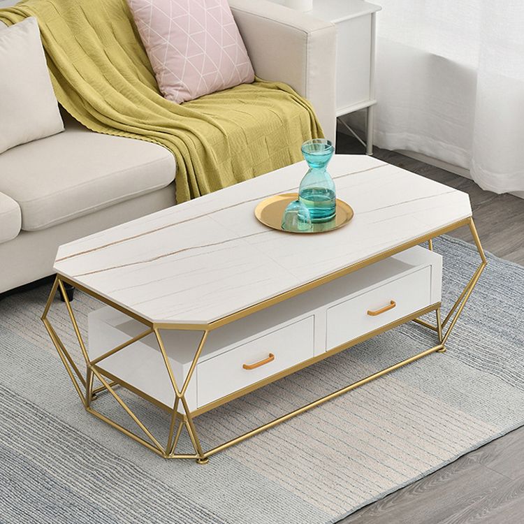 Geometric Slate 2 - Drawer Coffee Cocktail Table with Storage Shelf