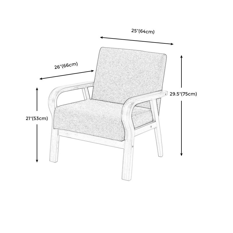 Arm Chair 25.19" L x 25.98" W x 29.52" H Solid Wood Frame Accent Armchair