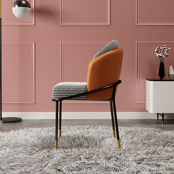 Glam Metal Dining Armless Chair Upholstered Side Chairs for Restaurant Use