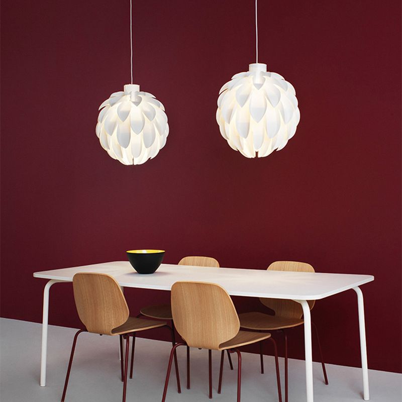 White Plastic Single Hanging Lamp in Modern Creative Style Wrought Iron Pinecone Pendant Light