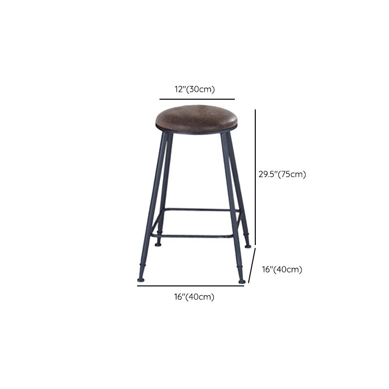 Industrial Metal Legs Indoor Bar Stool Black Base with Footrest