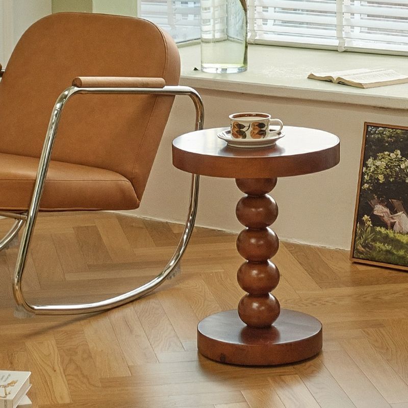 Pedestal End Table in Wood Round Top Living Room Corner Table